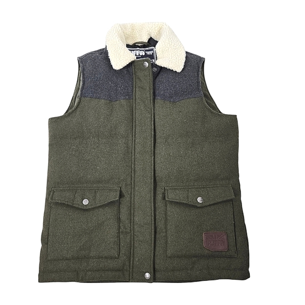 Puffa Quilted Outerwear Green Vintage Wool Blend Vest